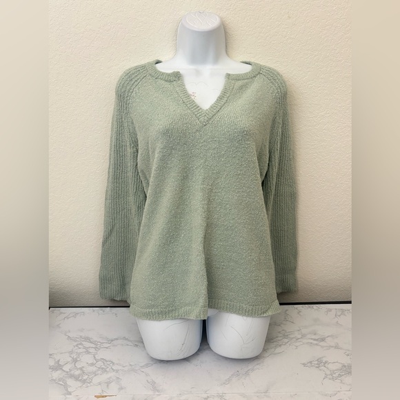 INC International Concepts Sweaters - INC Womens Sz M Green Long Sleeve Top Sweater Terry Cloth Cotton Pullover